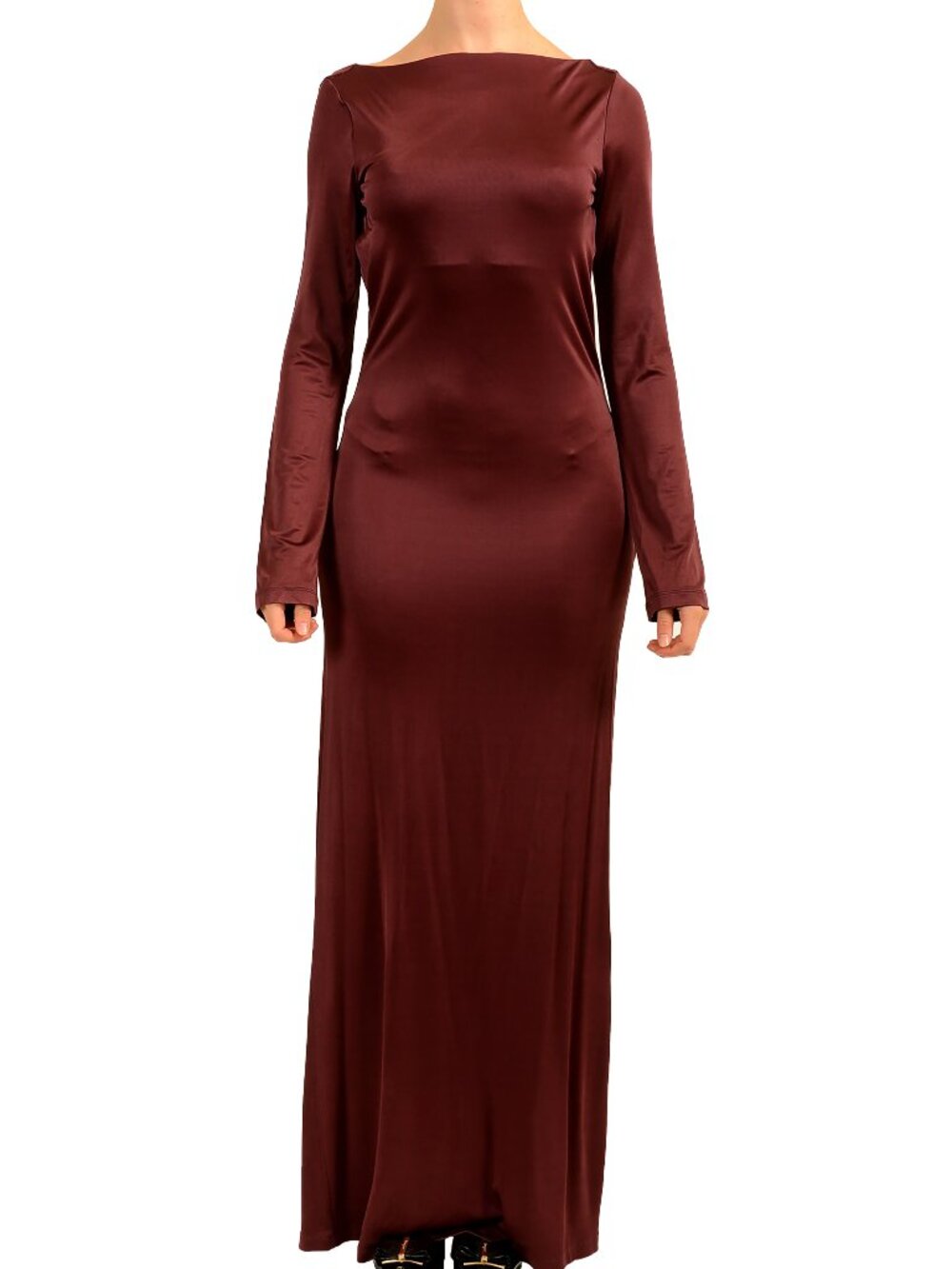 Hugo Boss Women's "Nutraviol" Long Sleeve Stretch Open Back Max Dress US S IT 40